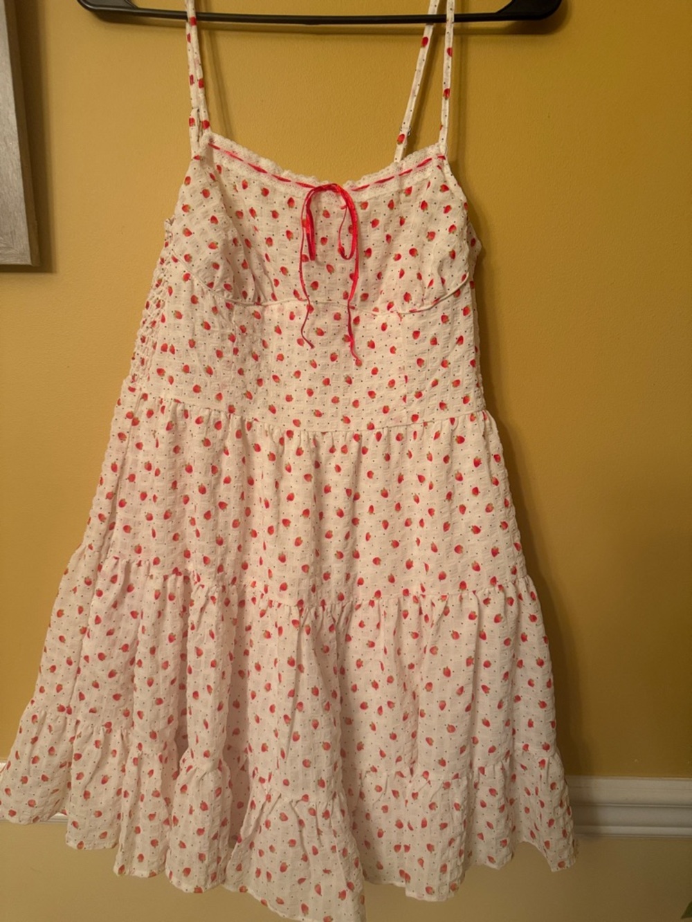 Girls White Sundress with red  Strawberry Print….